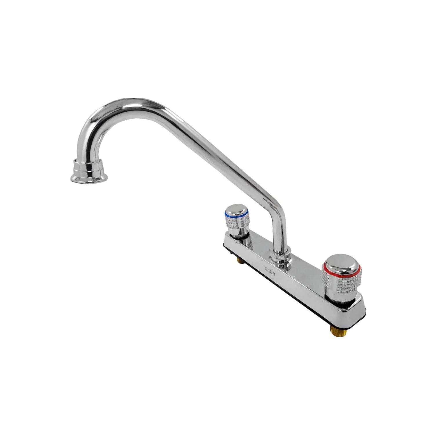 Mezcladora de fregadero cromada FIDIC, doble maneral con indicadores de agua fría y caliente, caño curvo.