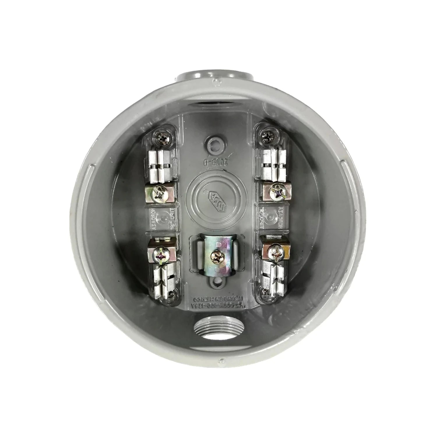 Base para medidor eléctrico Iusa redonda, gris, con terminales y tornillos para conexiones