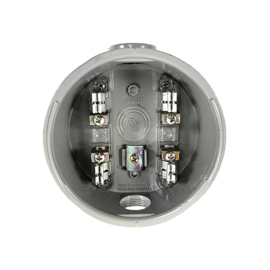 Base para medidor eléctrico Iusa redonda, gris, con terminales y tornillos para conexiones