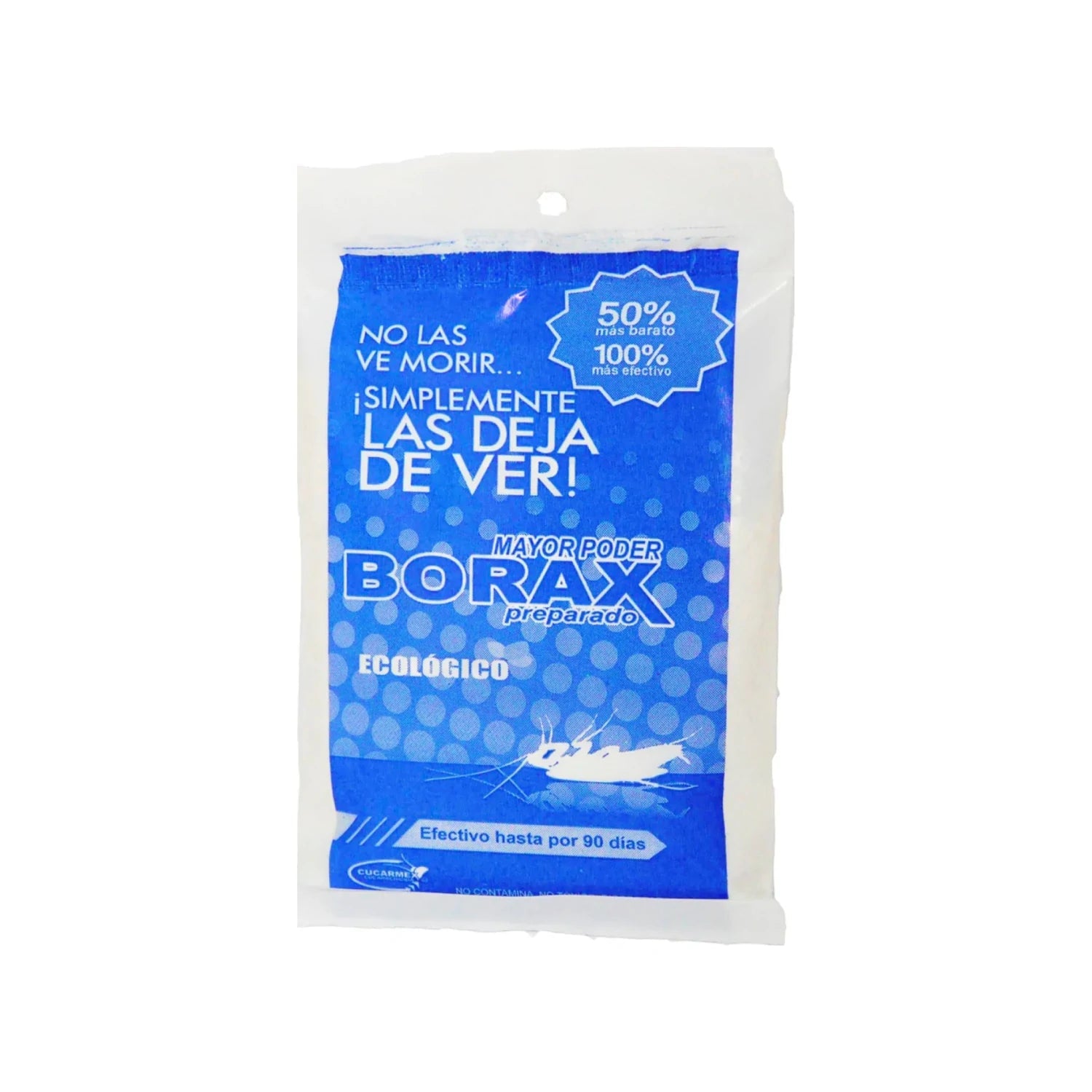 Cucarachicida Bórax preparado CucarMEx en polvo, efectivo control de cucarachas por 90 días, solución ecológica azul
