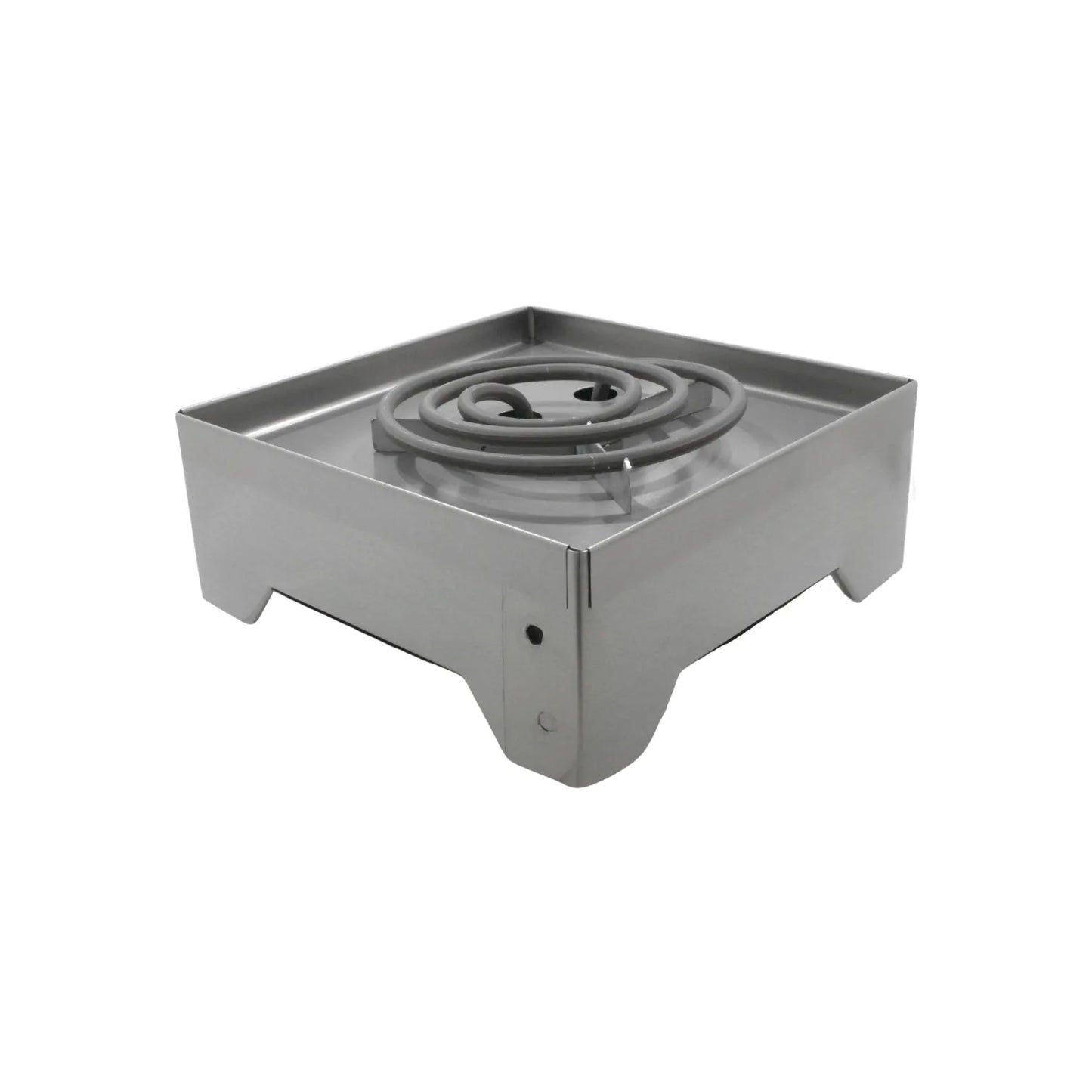Hornillo eléctrico de una placa con resistencia de espiral metálica acabado plateado para cocina de sobremesa