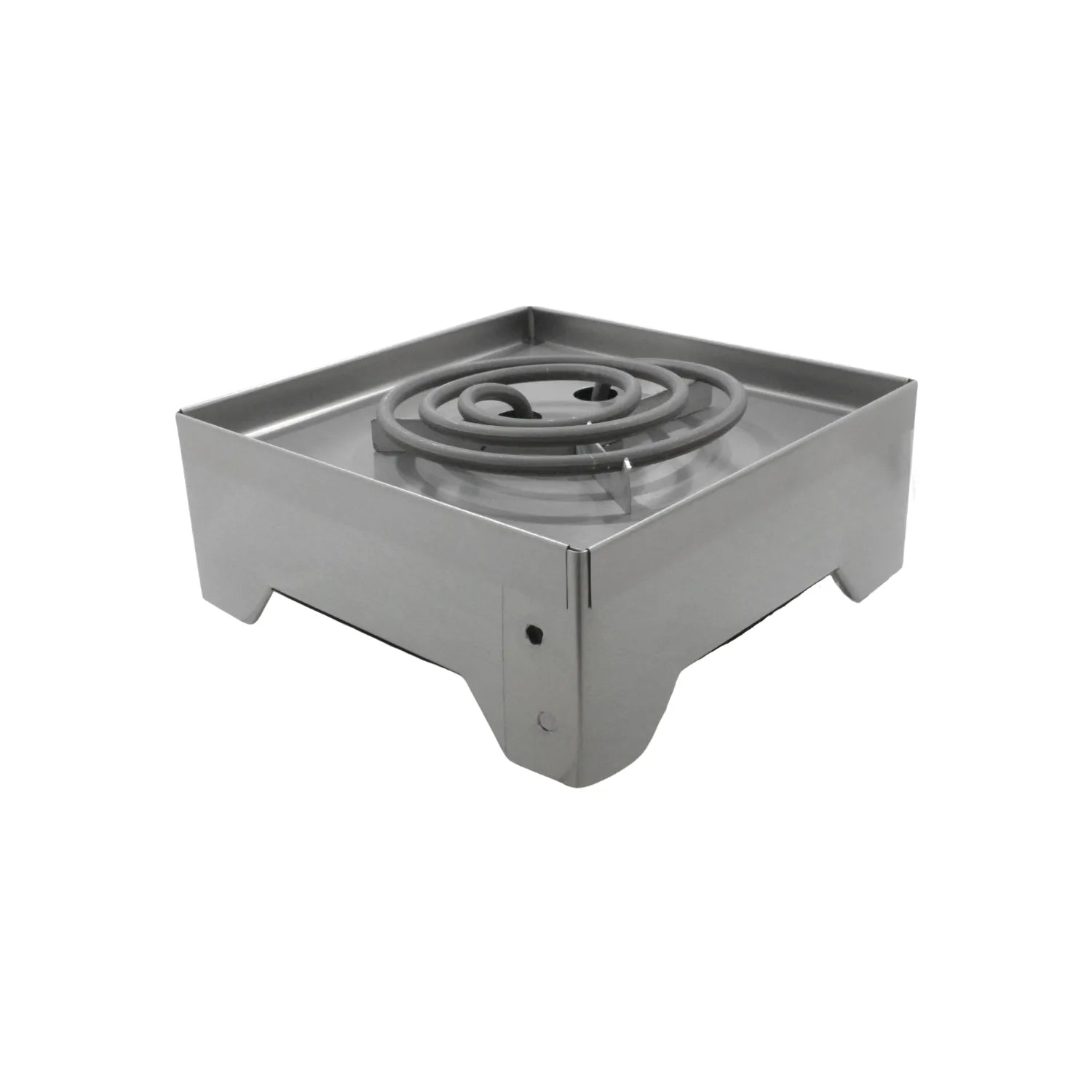 Hornillo eléctrico de una placa con resistencia de espiral metálica acabado plateado para cocina de sobremesa