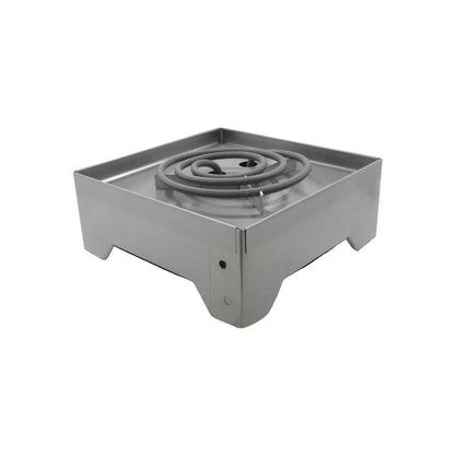 Hornillo eléctrico de una placa con resistencia de espiral metálica acabado plateado para cocina de sobremesa