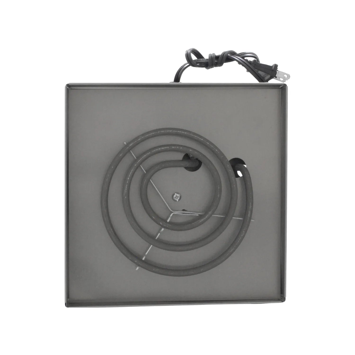 Parrilla eléctrica de mesa con resistencia espiral de una hornilla color gris para cocción rápida y portátil