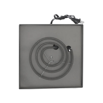 Parrilla eléctrica de mesa con resistencia espiral de una hornilla color gris para cocción rápida y portátil
