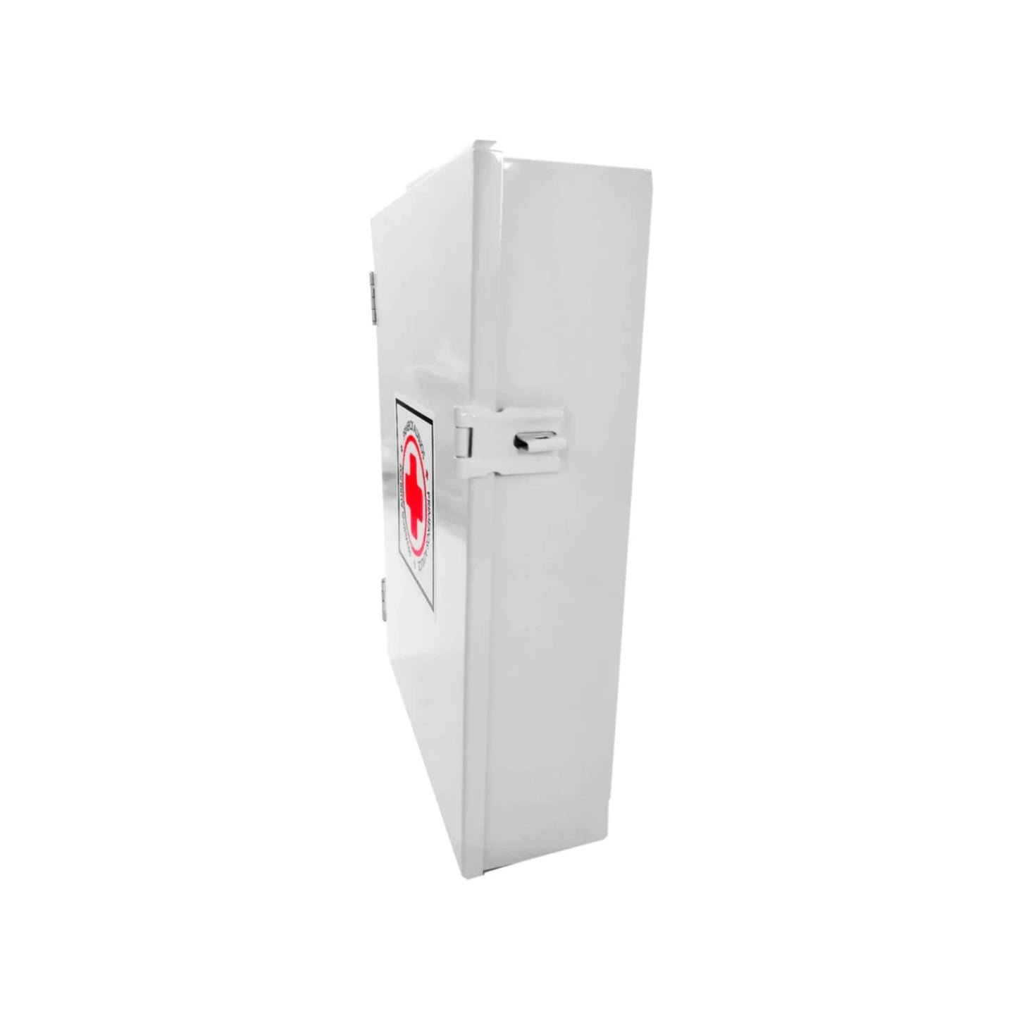 Gabinete metálico blanco para primeros auxilios, botiquín de pared con puerta y seguro