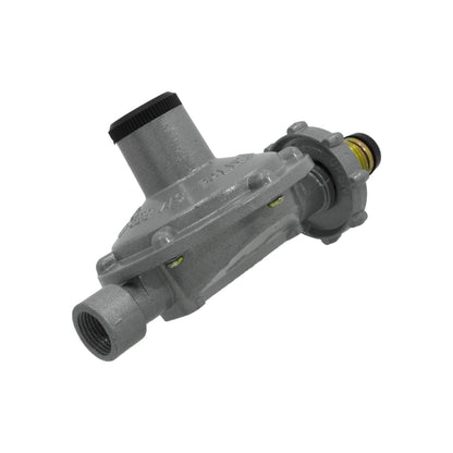 Regulador de gas LP gris con punta pool para uso en tanques y cilindros de gas.