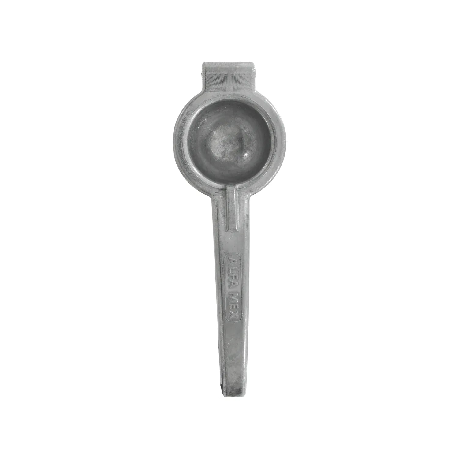 Exprimidor de limones manual de aluminio marca Alfa Mex plateado resistente para cocina
