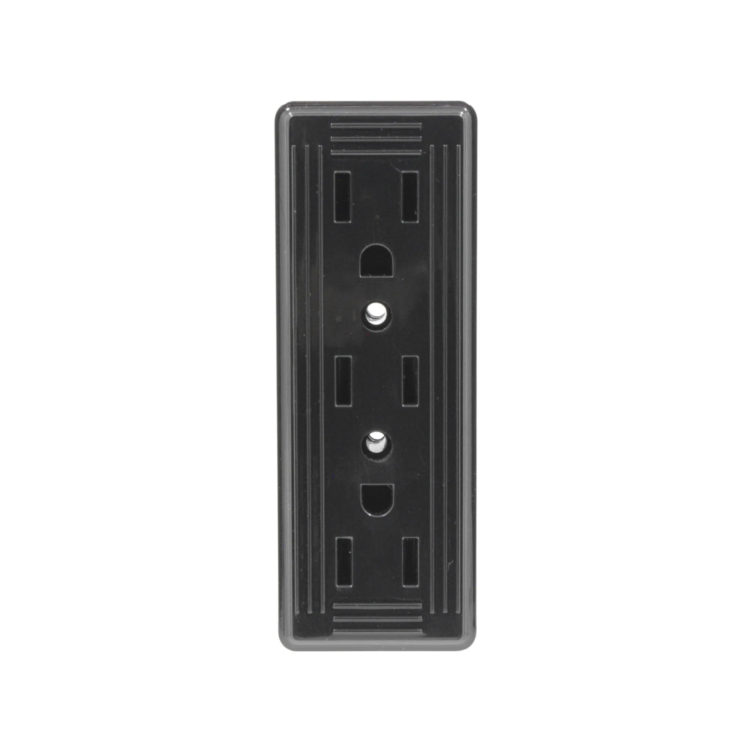 Contacto eléctrico triple negro con 3 tomas de corriente para instalación de pared o superficie