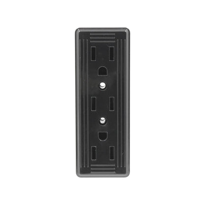 Contacto eléctrico triple negro con 3 tomas de corriente para instalación de pared o superficie
