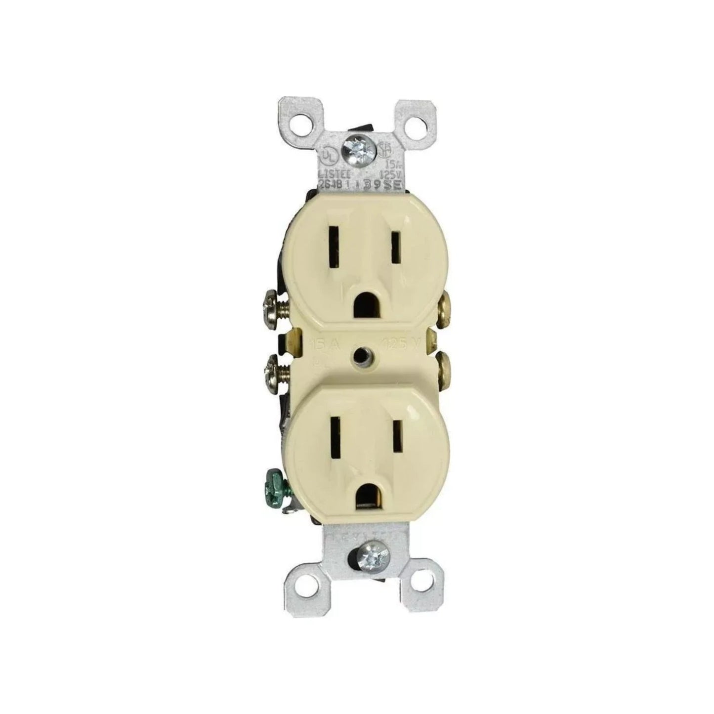 Contacto dúplex marfil con conexión a tierra 15A 125V