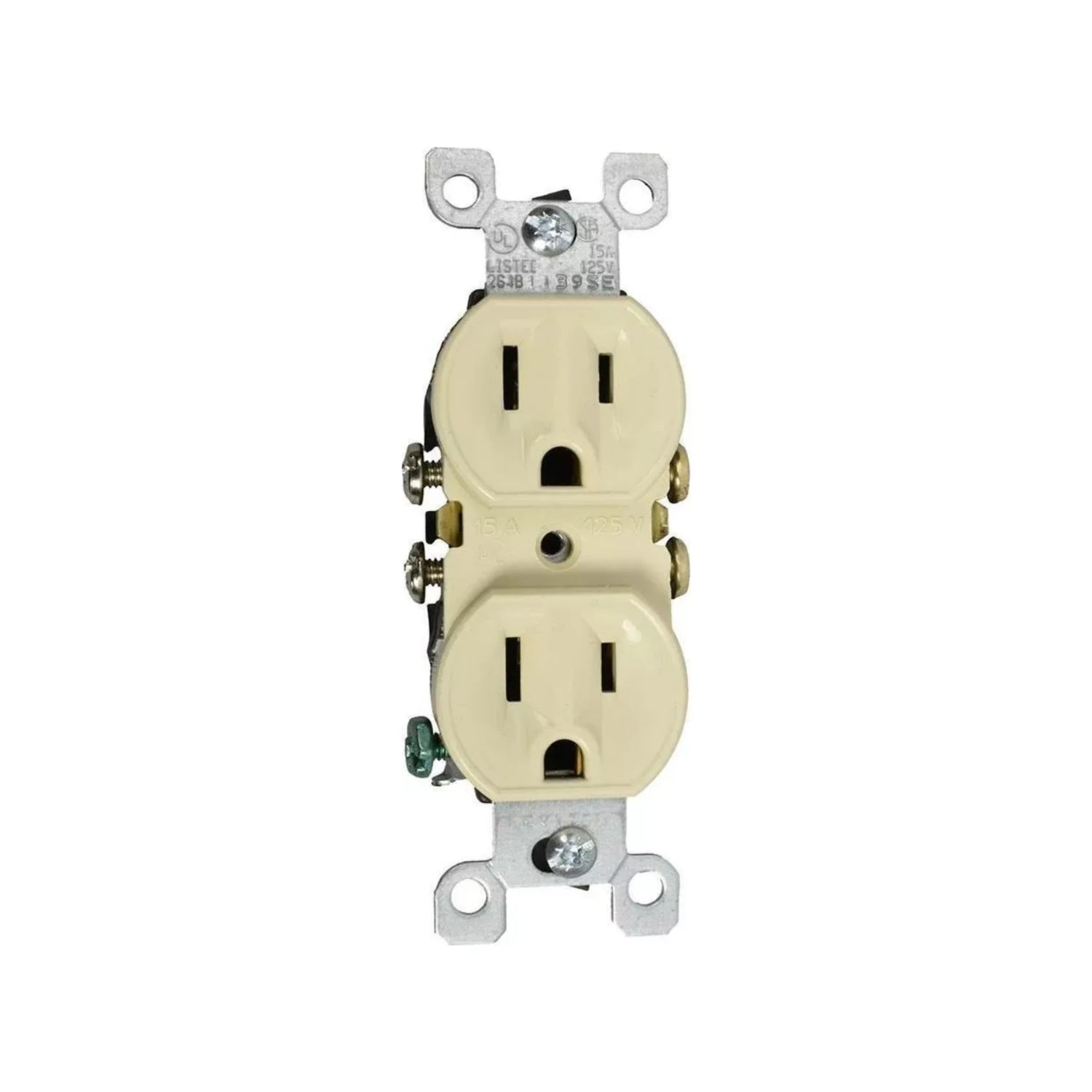 Contacto dúplex marfil con conexión a tierra 15A 125V