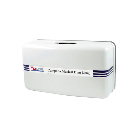 Timbre musical Yeilite Ding-Dong blanco para sistemas de aviso en puertas y entradas.