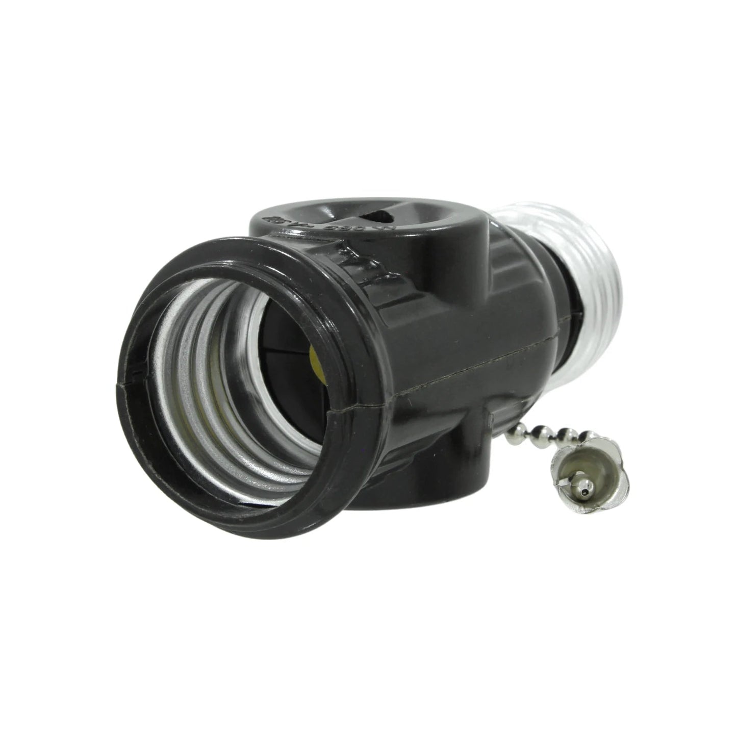 Socket ladrón negro con cadena, adaptador de portalámparas E27 con interruptor de luz