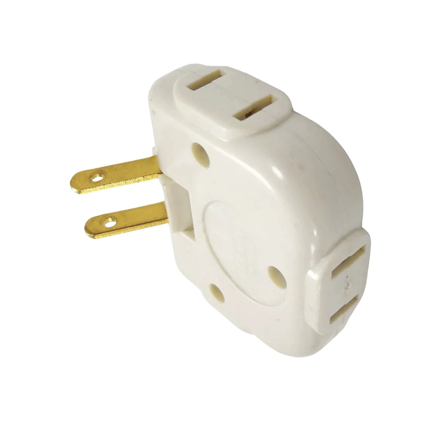 Clavija adaptadora eléctrica triple blanca, compacta, 3 salidas para enchufes de pared.