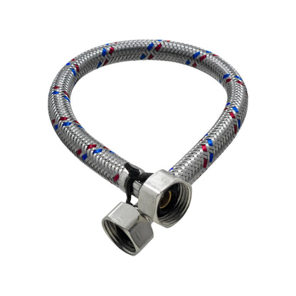 Manguera flexible trenzada de acero inoxidable para agua fría y caliente con conectores hembra cromados