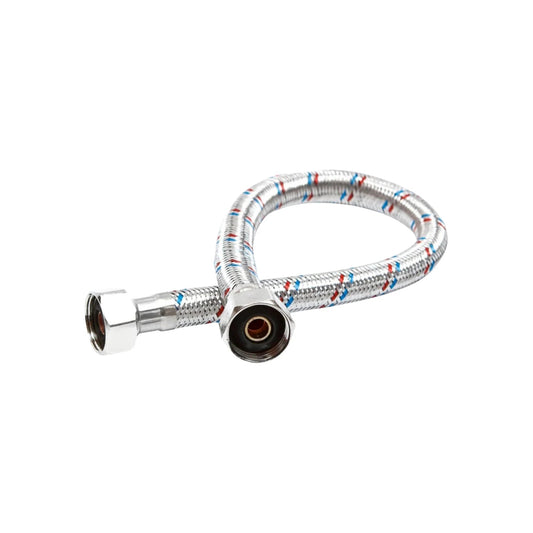 Manguera flexible metálica trenzada para lavabo, conexión de agua fría y caliente.