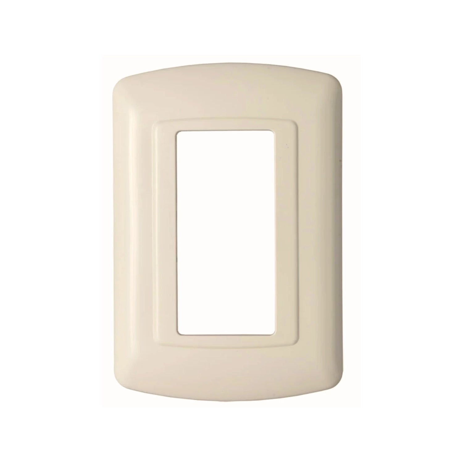 Placa eléctrica marfil sencilla de pared para interruptor o contacto, diseño liso con esquinas curvas
