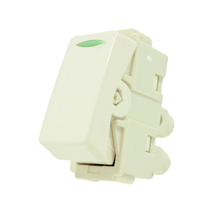 Apagador sencillo basculante marfil con luz indicadora verde