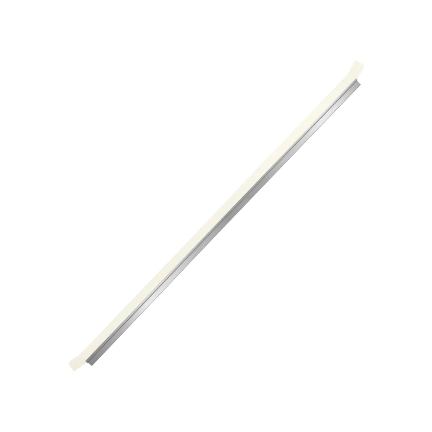 Guardapolvo para puerta con perfil de aluminio y tira flexible blanca, ideal para sellado inferior contra polvo y corrientes.