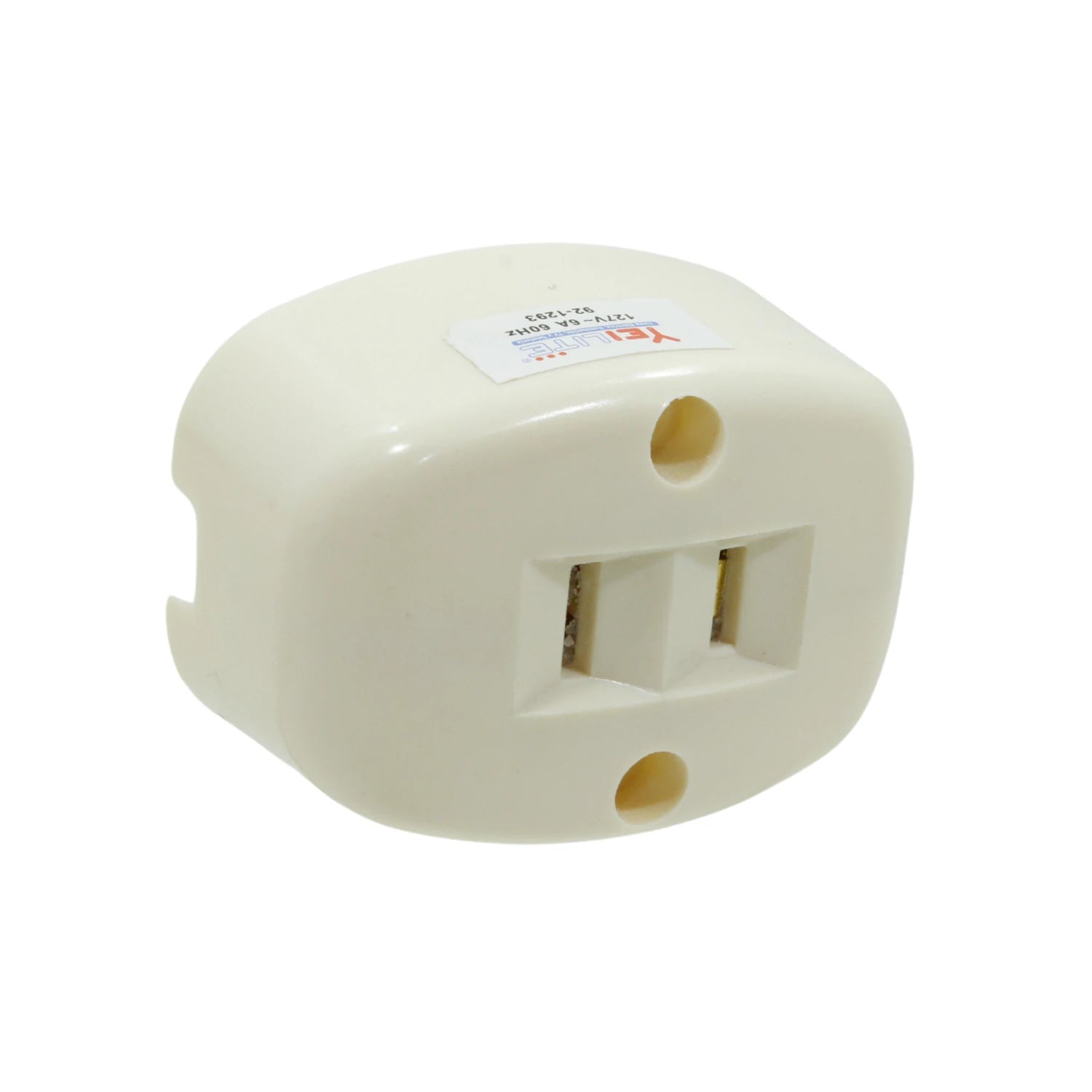 Contacto de huevo marfil Yeilite 921293. Adaptador eléctrico 127V 6A para tomacorriente.