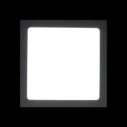 Lámpara panel LED cuadrada con luz blanca brillante, marco oscuro, para iluminación interior moderna.