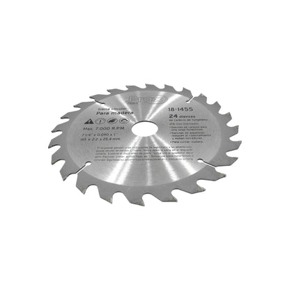 Disco sierra circular Prax 7 1/4" 24 dientes de carburo de tungsteno para madera, mod. 18-1455