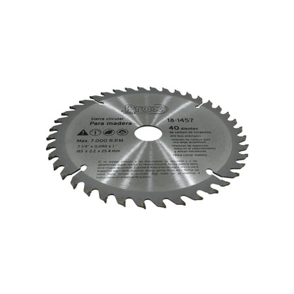 Disco sierra circular Prax 18-1457 para madera, 7 1/4", 40 dientes de carburo, 7000 RPM