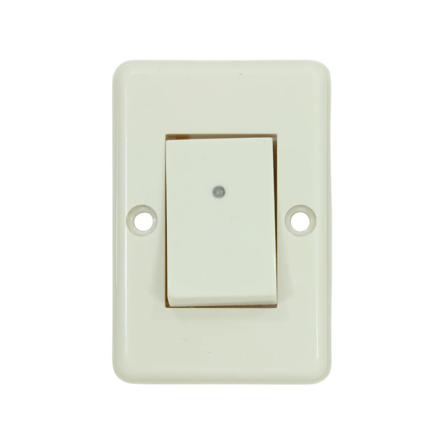Apagador eléctrico plano color crema con interruptor de balancín y luz indicadora para pared