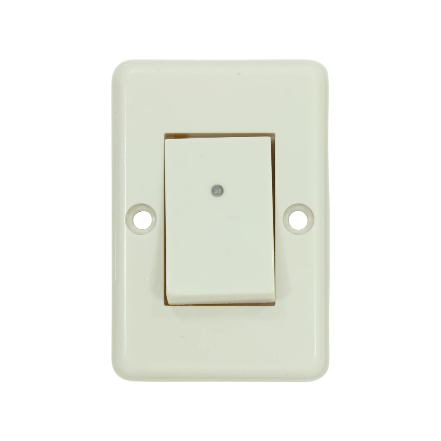 Apagador eléctrico plano color crema con interruptor de balancín y luz indicadora para pared