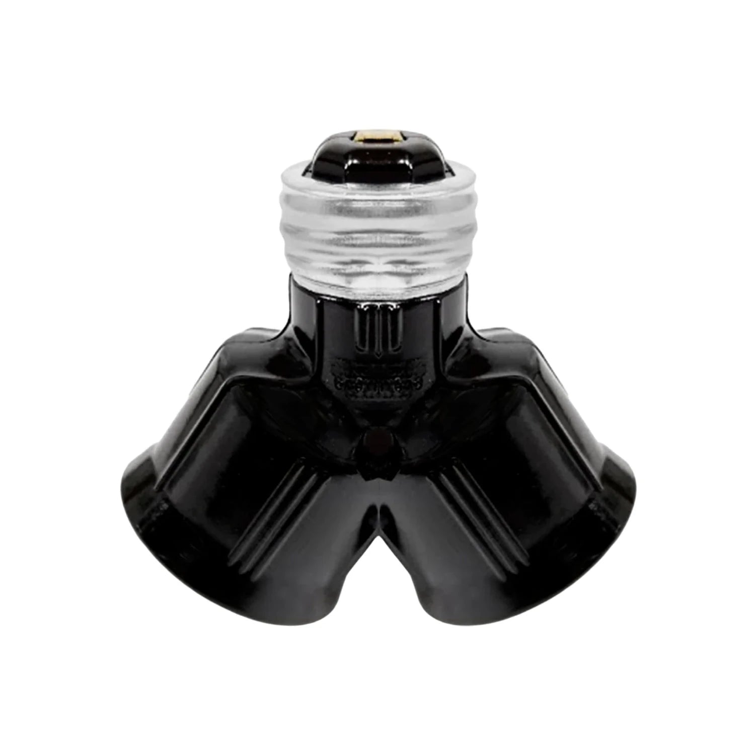 Adaptador de socket doble tipo Y negro para bombillas, convierte una base estándar E26 en dos focos