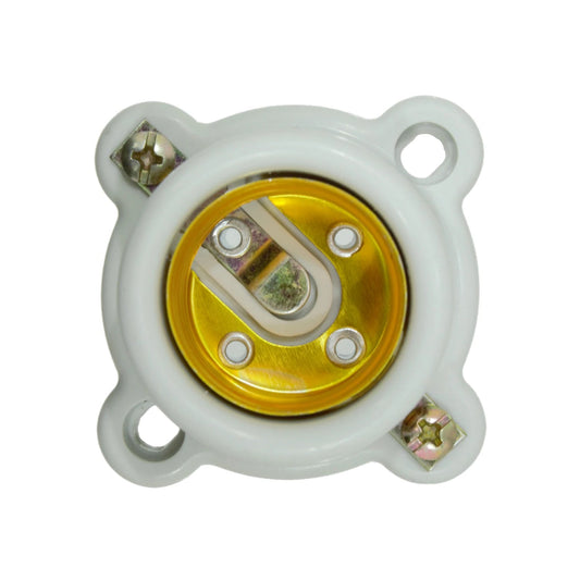 Socket portalámparas cuadrado de plástico blanco para bombillas, montaje superficial con contactos de latón.