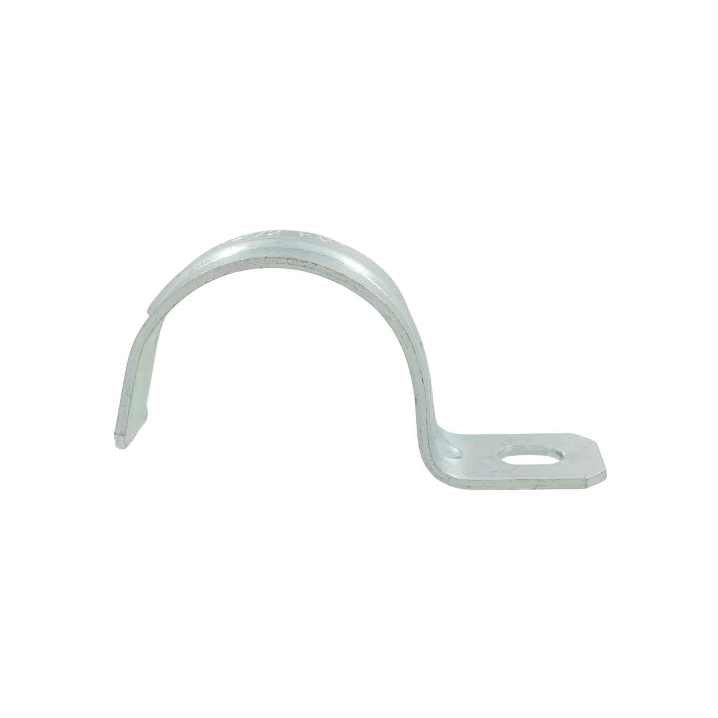 Abrazadera de uña galvanizada 1 1/2" con un orificio para sujetar tuberías y cables