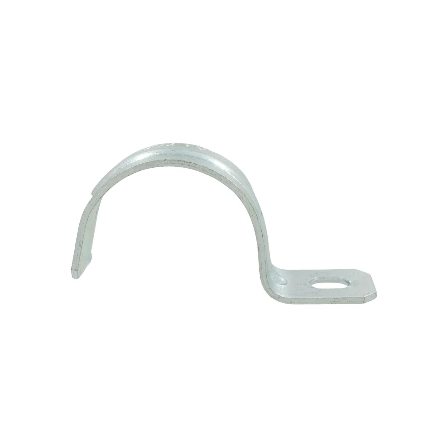 Abrazadera de uña galvanizada 1 1/2" con un orificio para sujetar tuberías y cables