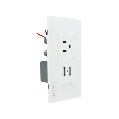 Placa eléctrica Yeilite blanca de cristal con 1 tomacorriente estándar y 2 puertos USB para carga de dispositivos