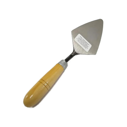 Espátula de albañil punta triangular con mango de madera barnizada para acabados y aplicación de mezcla en construcción
