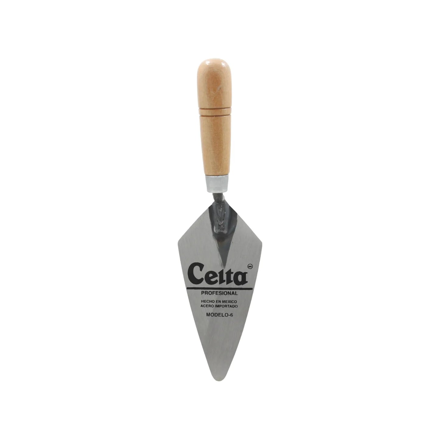 Cuchara de albañil Celta profesional modelo 6 con hoja de acero y mango de madera para construcción.