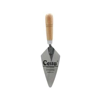 Cuchara de albañil Celta profesional modelo 6 con hoja de acero y mango de madera para construcción.