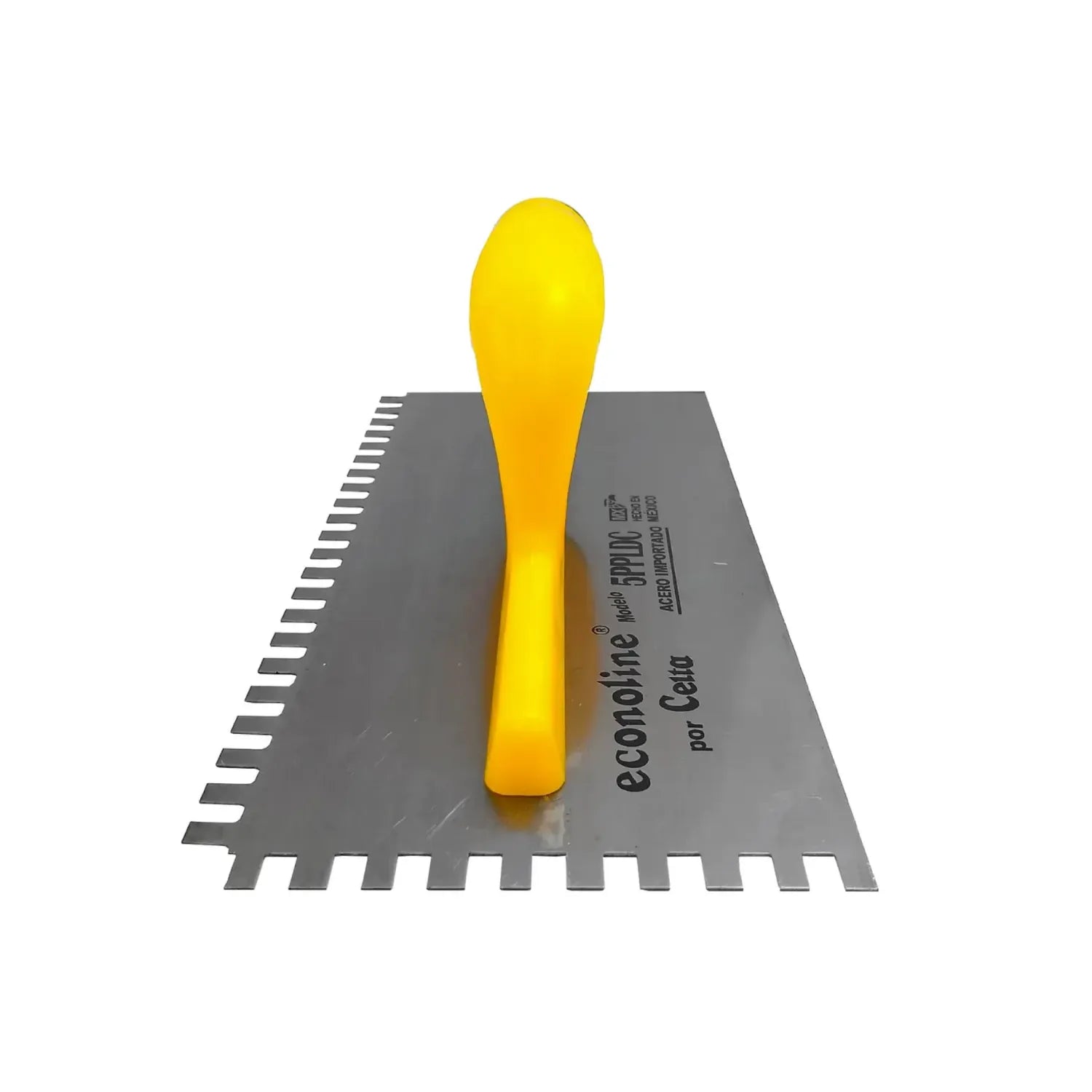 Llana dentada Econoline de acero con mango ergonómico amarillo para aplicación de adhesivos en pisos y azulejos