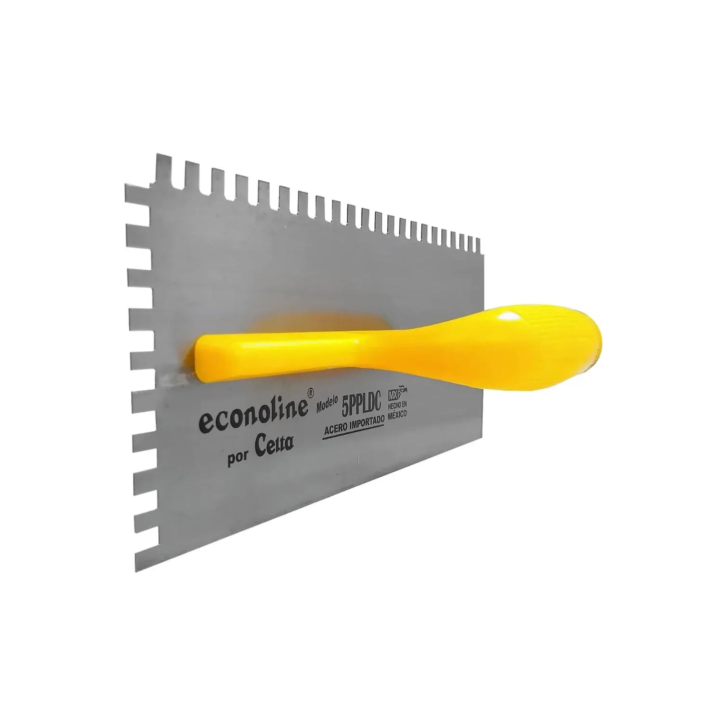 Llana dentada Econoline Cetta de acero con mango ergonómico amarillo para aplicación de adhesivos en pisos y azulejos