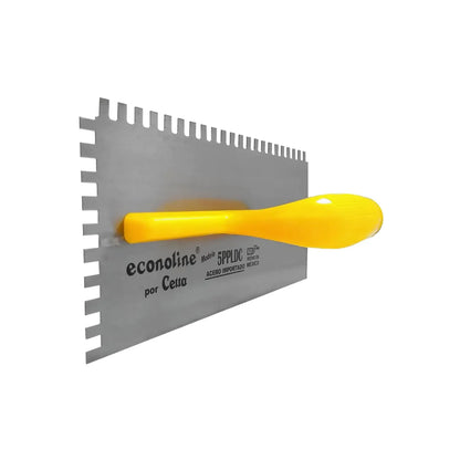 Llana dentada Econoline Cetta de acero con mango ergonómico amarillo para aplicación de adhesivos en pisos y azulejos