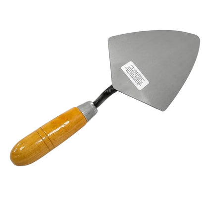 Trowel de albañil punta triangular hoja de acero pulido mango de madera para cemento y yeso