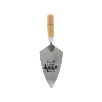 Cuchara para albañil Lince No. 8 con mango de madera y hoja de acero para mezcla y construcción profesional