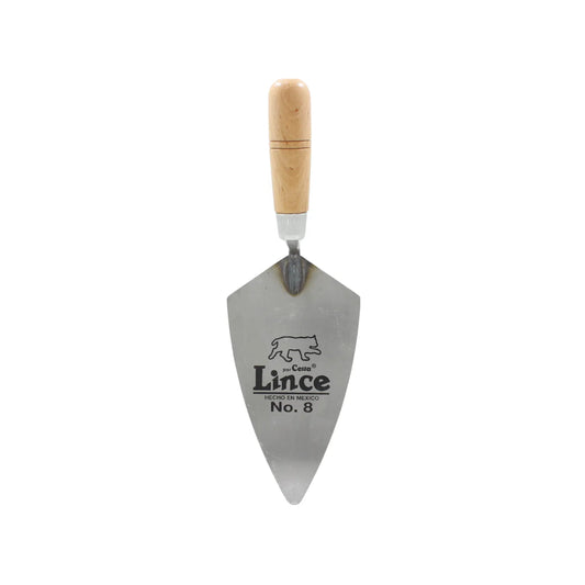 Cuchara para albañil Lince No. 8 con mango de madera y hoja de acero para mezcla y construcción profesional