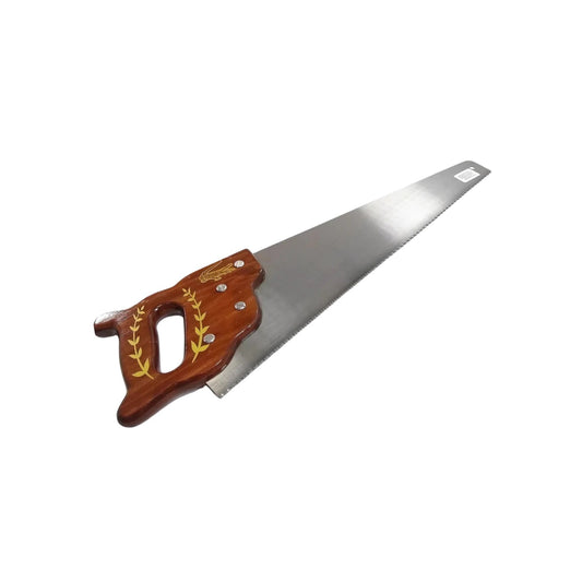 Serrote de mano con mango de madera caoba, hoja de acero dentada y logo de caimán para carpintería