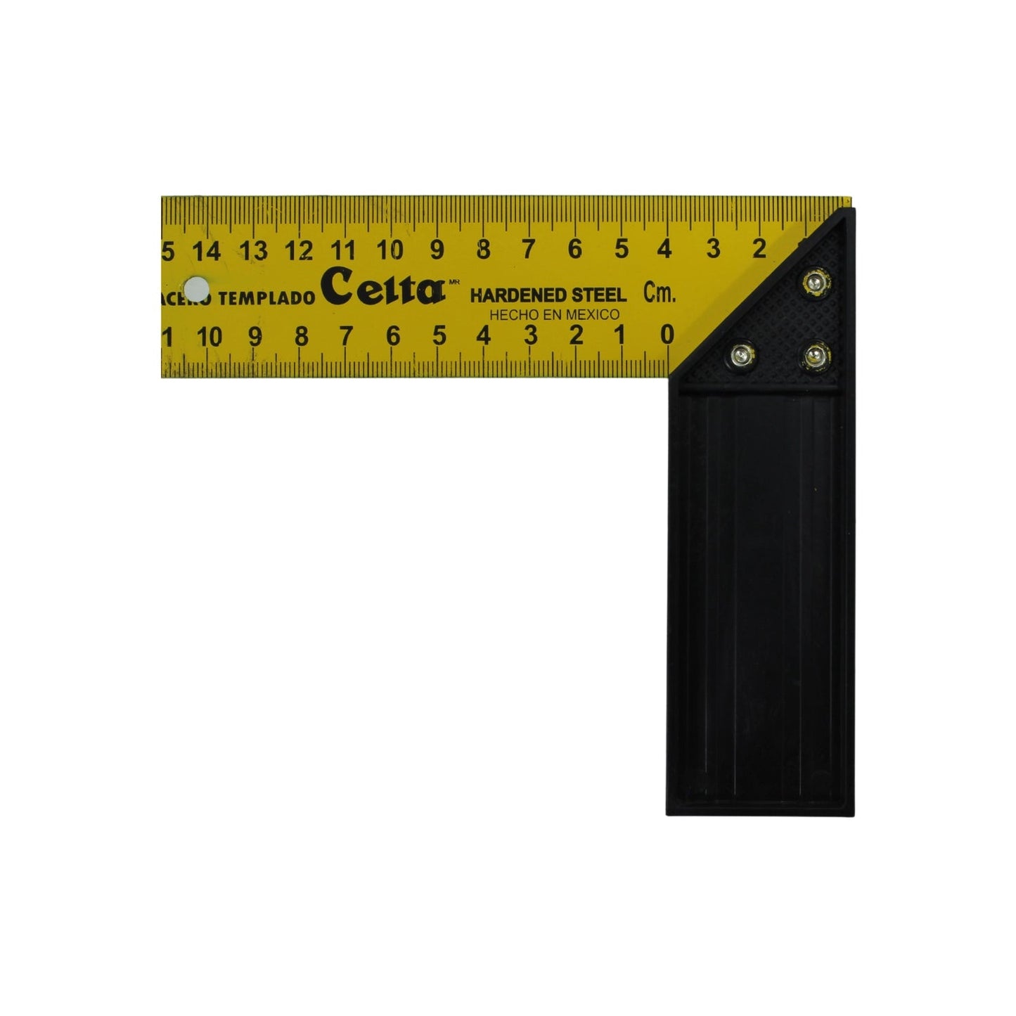 Escuadra Celta amarilla de acero templado, mango de plástico negro, 6 pulgadas / 15 cm para carpintería