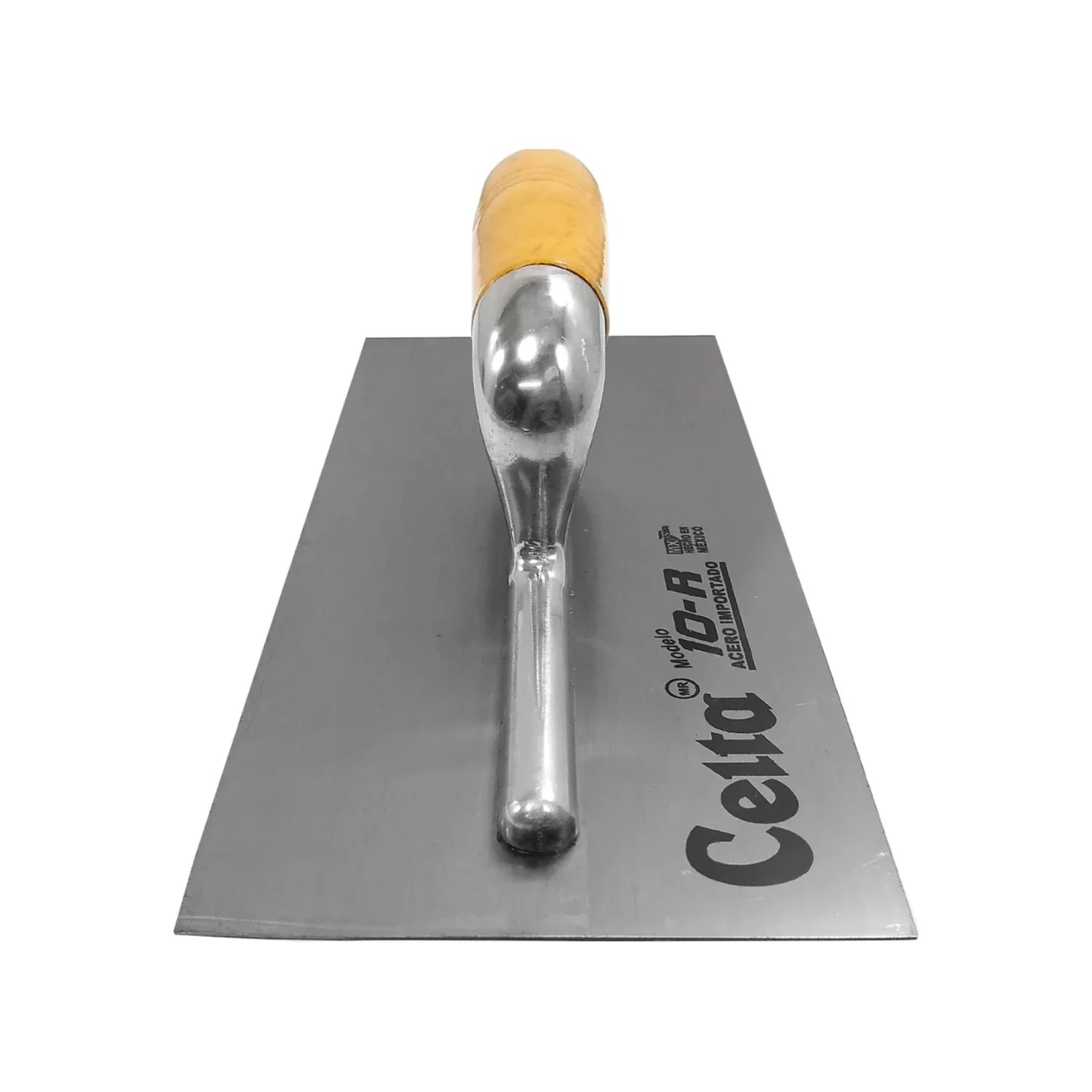 Llana lisa Celta 10-R con mango de madera, acero importado. Herramienta de albañilería para yeso y cemento.