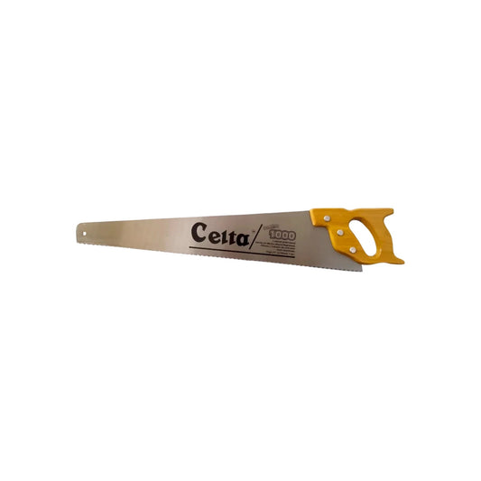 Serrote profesional Celta 24 pulgadas, hoja de acero para madera, mango ergonómico amarillo