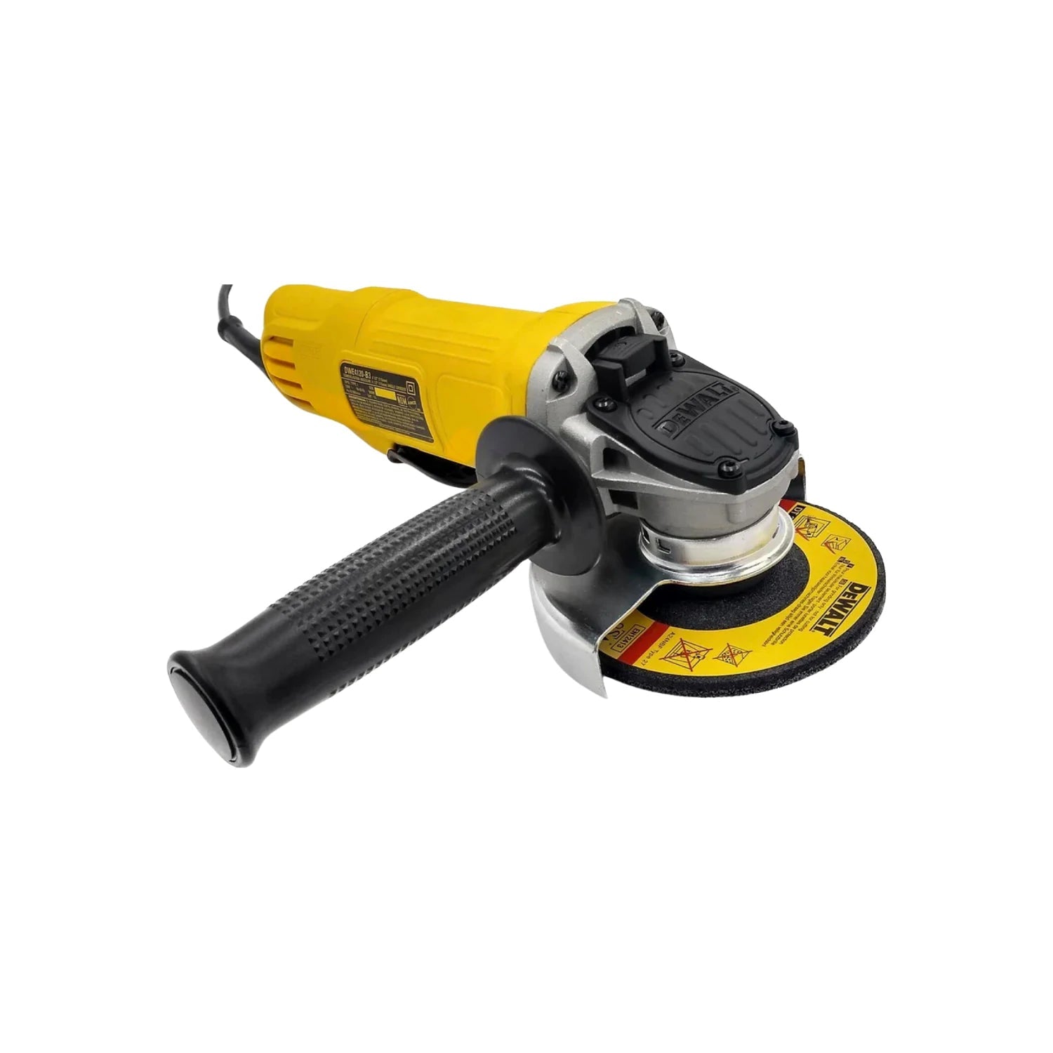Esmeriladora angular eléctrica DeWalt amarilla 4 1/2" con disco de desbaste