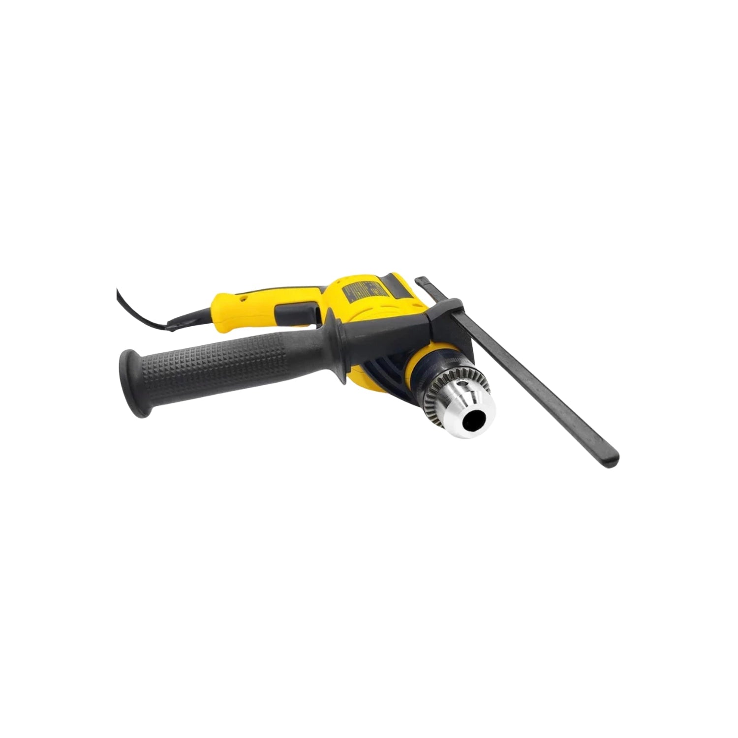 Rotomartillo eléctrico amarillo y negro con broquero de 1/2 pulgada, mango lateral y barra de profundidad